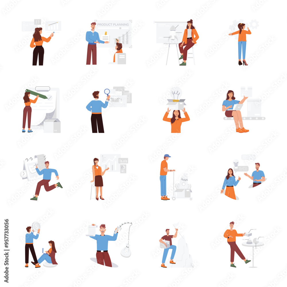 Pack of 16 Product Management Flat Illustrations
Pack of 16 Product Management Flat Illustrations