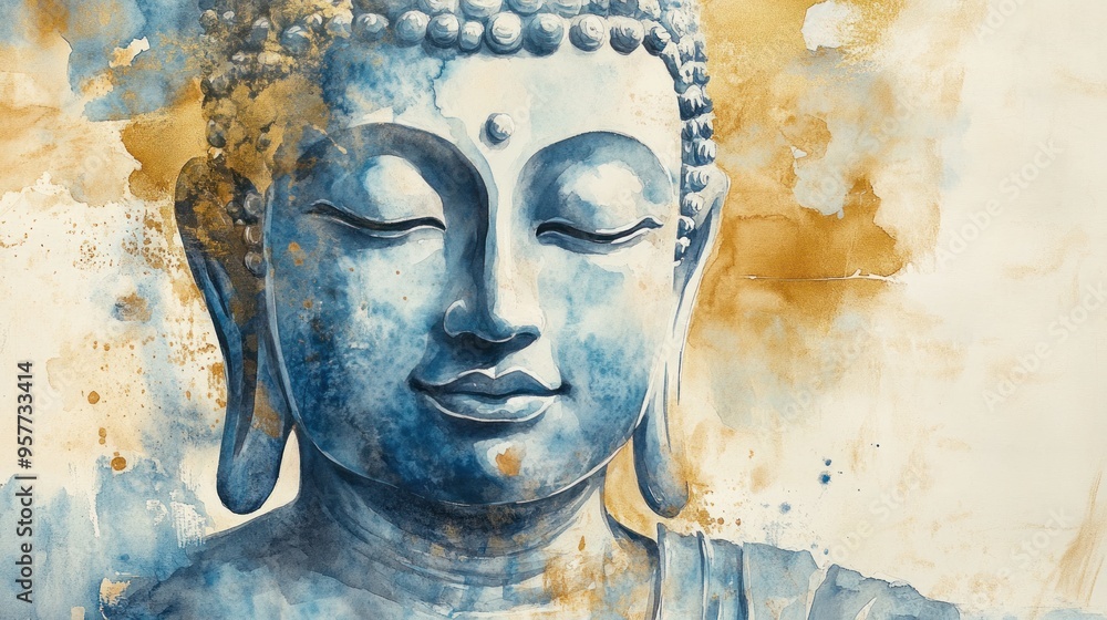 Buddha imagery in a contemporary style, mixing traditional religious symbols with modern artistic techniques Buddha imagery in a contemporary style, mixing traditional religious symbols with modern artistic techniques