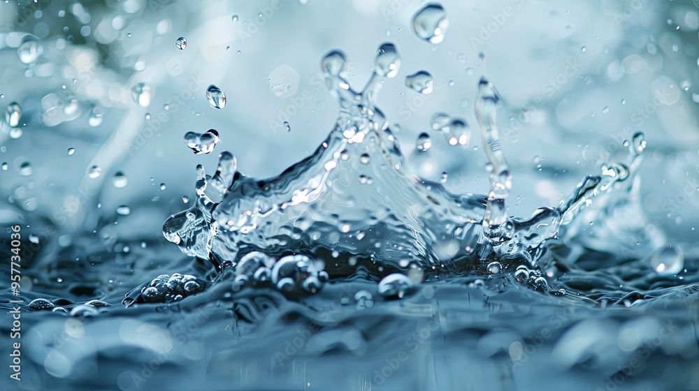 Water Droplet Splashing and Creating a Crown-Shaped Pattern