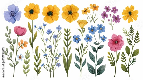 Wallpaper Mural A Collection of Colorful Flowers and Foliage Torontodigital.ca