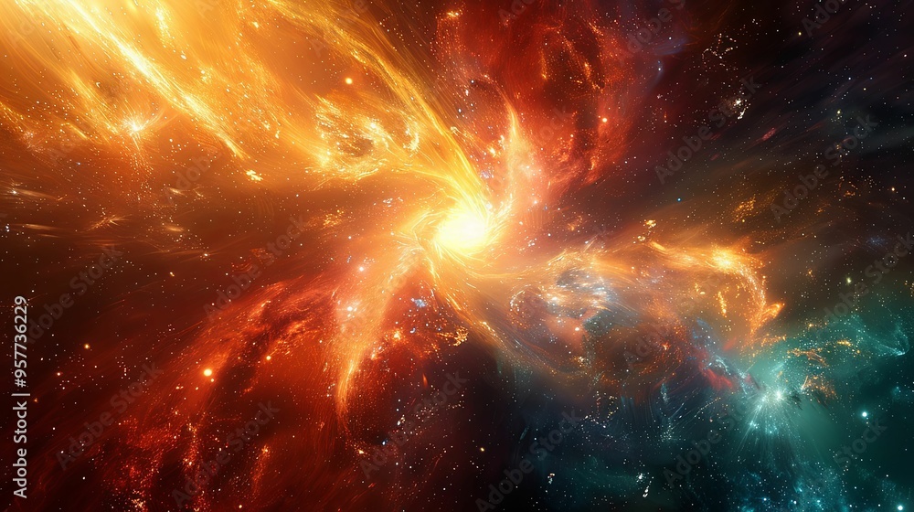 Cosmic Nebula with swirling gas and stars Cosmic Nebula with swirling gas and stars