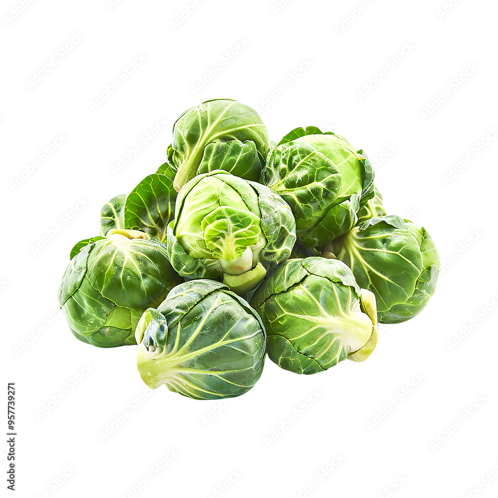 Brussels sprouts and half isolated on a transparent background. Generative AI Brussels sprouts and half isolated on a transparent background. Generative AI