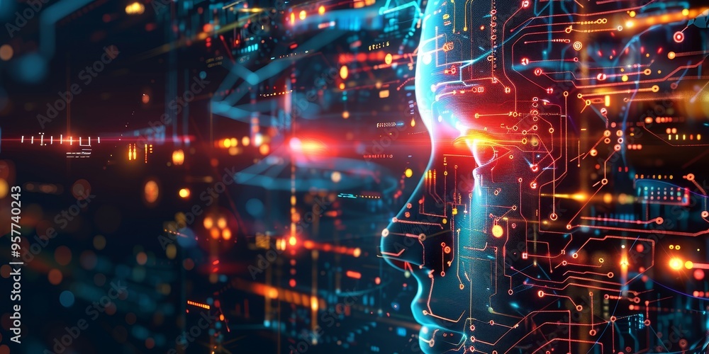 Machine learning and artificial intelligence technology with digital data processing on abstract futuristic background Machine learning and artificial intelligence technology with digital data processing on abstract futuristic background