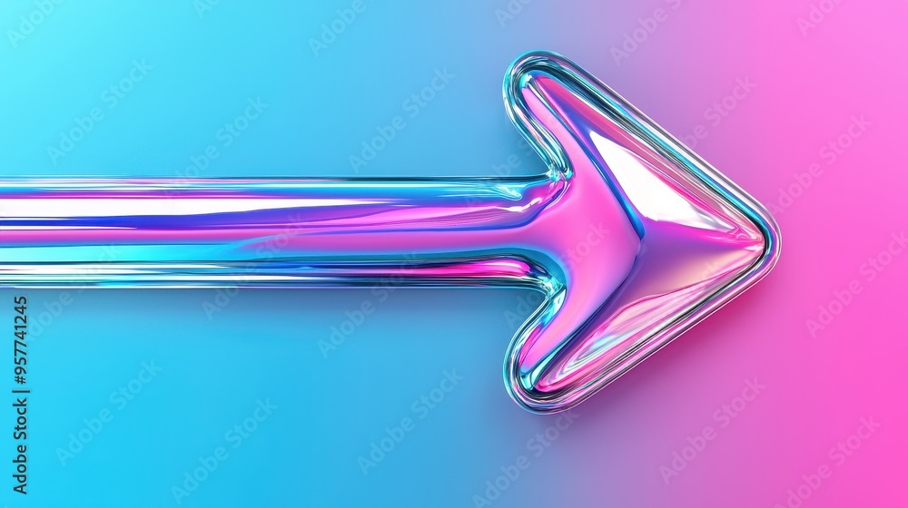 Holographic Arrow on Gradient Background Holographic Arrow on Gradient Background