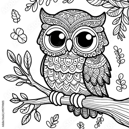 Create an owl that is suitable for coloring