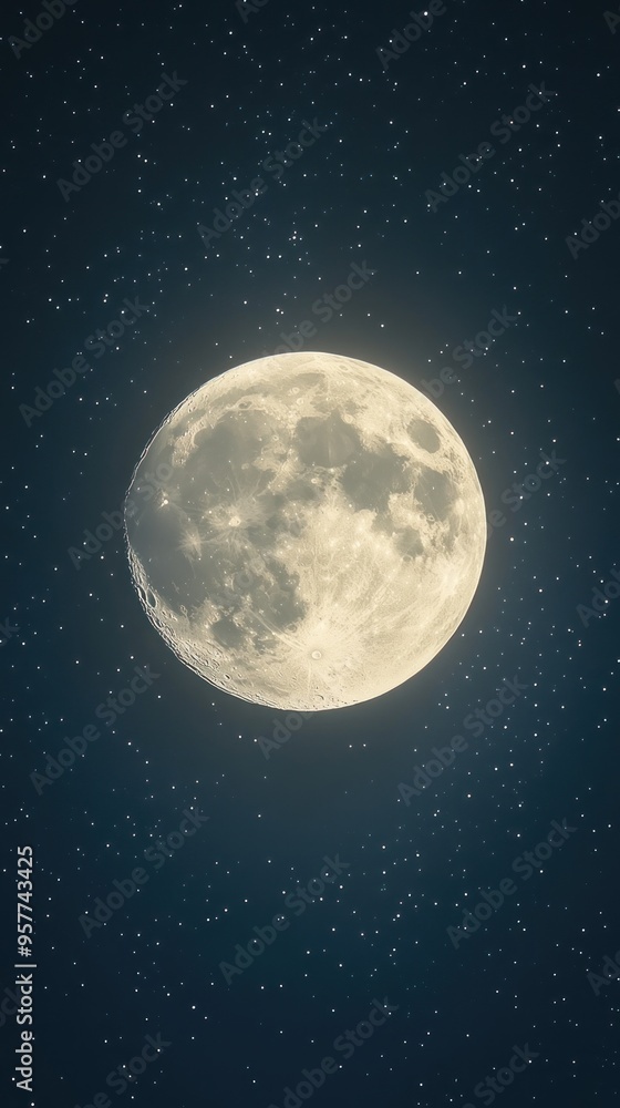 Fototapeta premium A Close-Up of a Full Moon with Stars in the Background