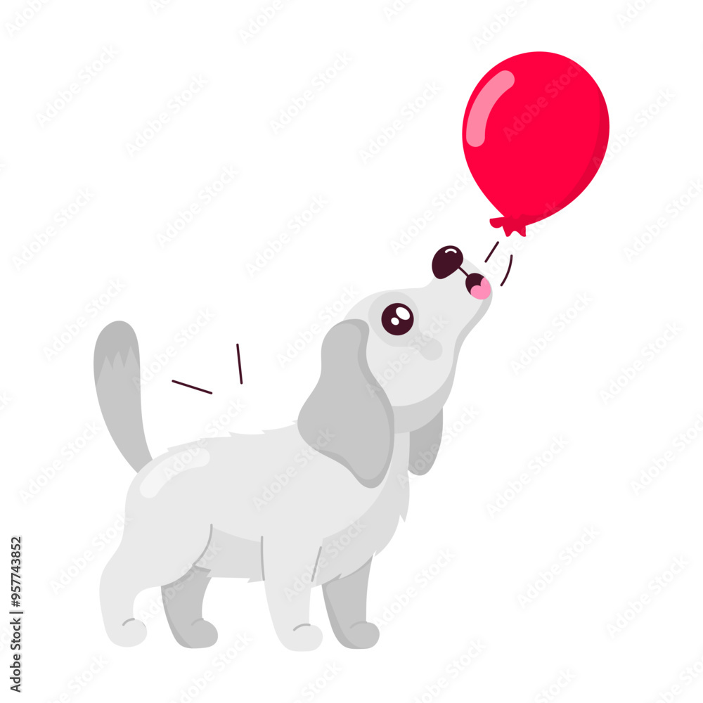Obraz premium Puppy balloon sticker designed in flat style