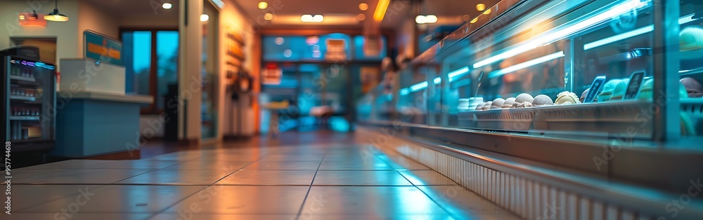 photo of inside empty ice cream shop. photo of inside empty ice cream shop.