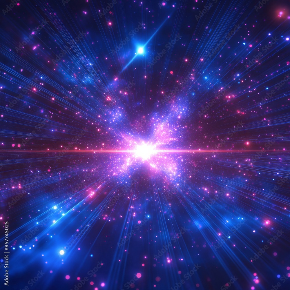 Fototapeta premium 光線と青い背景