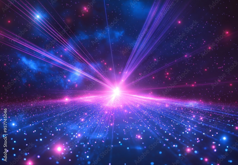 Obraz premium 光線と青い背景