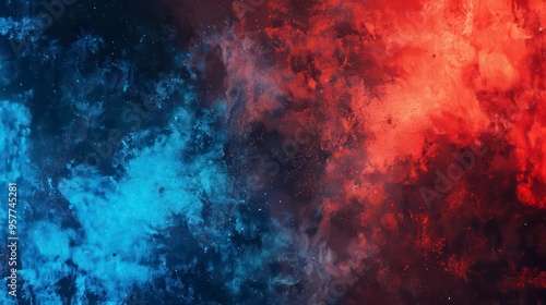 An red and blue abstract background combines dynamic shapes and fluid lines, creating a harmonious interplay of color that energizes and captivates the viewer's attention.