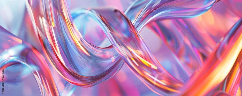 Holo abstract 3D ribbon with shifting hues, 4K hyperrealistic photo Holo abstract 3D ribbon with shifting hues, 4K hyperrealistic photo