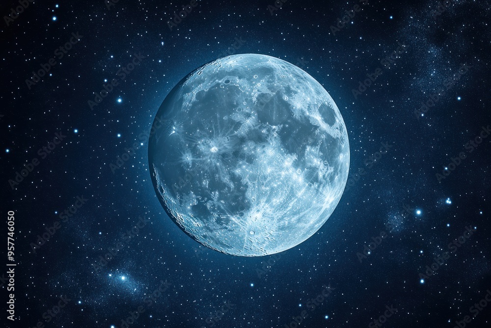 Full Moon and Stars in the Night Sky Full Moon and Stars in the Night Sky