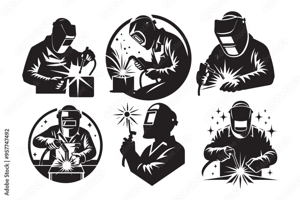 Ταπετσαρία Welder silhouette vector art