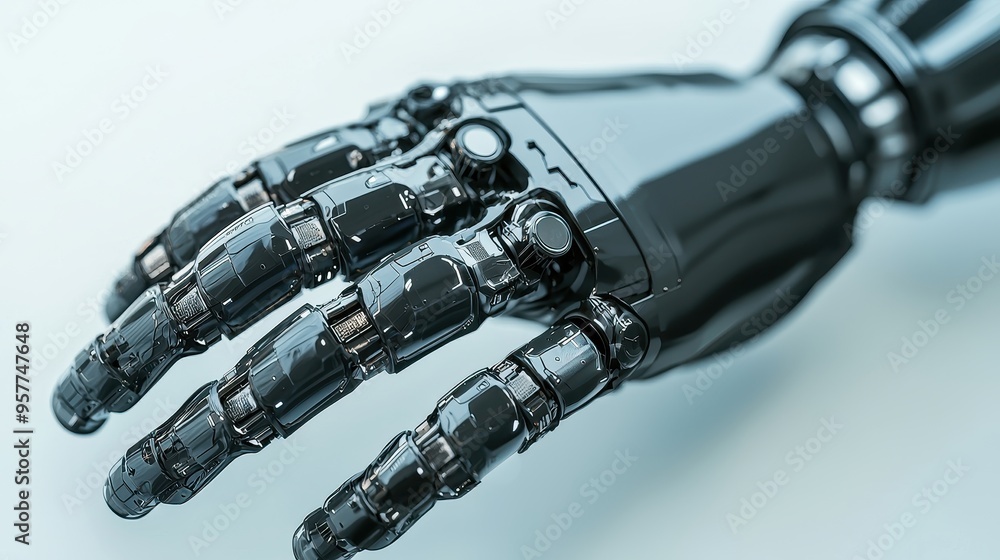 Naklejka premium Black Robotic Hand Closeup