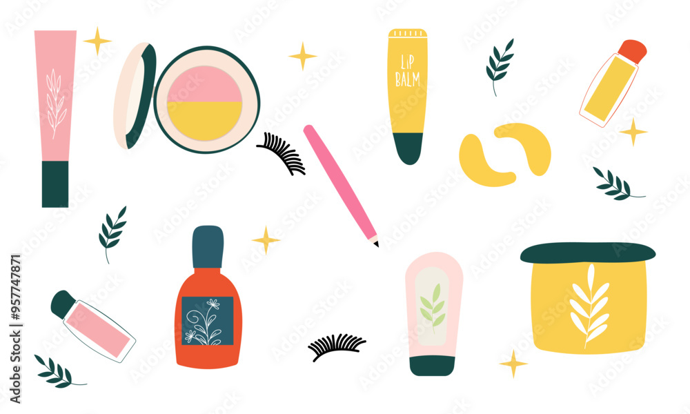 MobileBeauty cosmetics doodle. Skin care natural organic products MobileBeauty cosmetics doodle. Skin care natural organic products