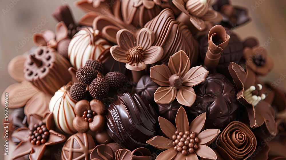 beautiful chocolate bouquet for valentine isolated on cream background beautiful chocolate bouquet for valentine isolated on cream background