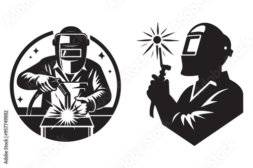 Welder silhouette vector art