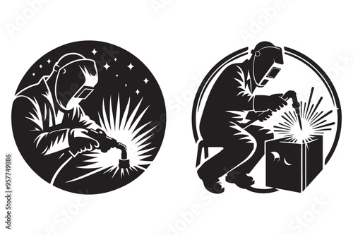 Welder silhouette vector art