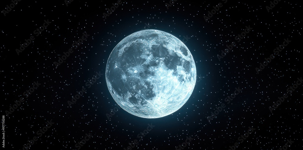 Obraz premium Full Moon Illuminated Against a Starry Night Sky