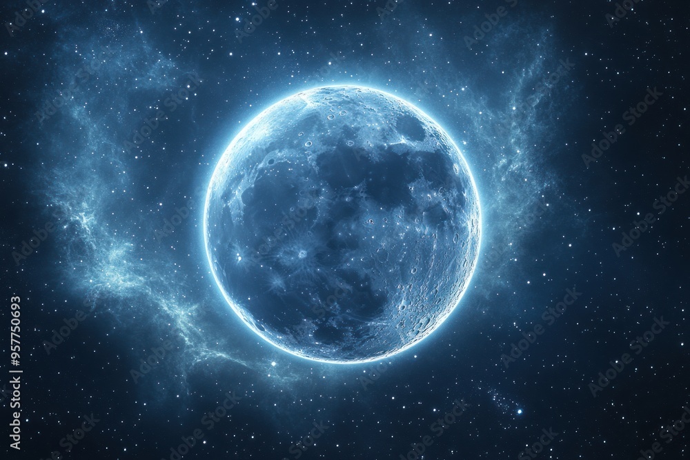 Fototapeta premium Full Moon in a Starry Night Sky