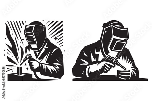 Welder silhouette vector art