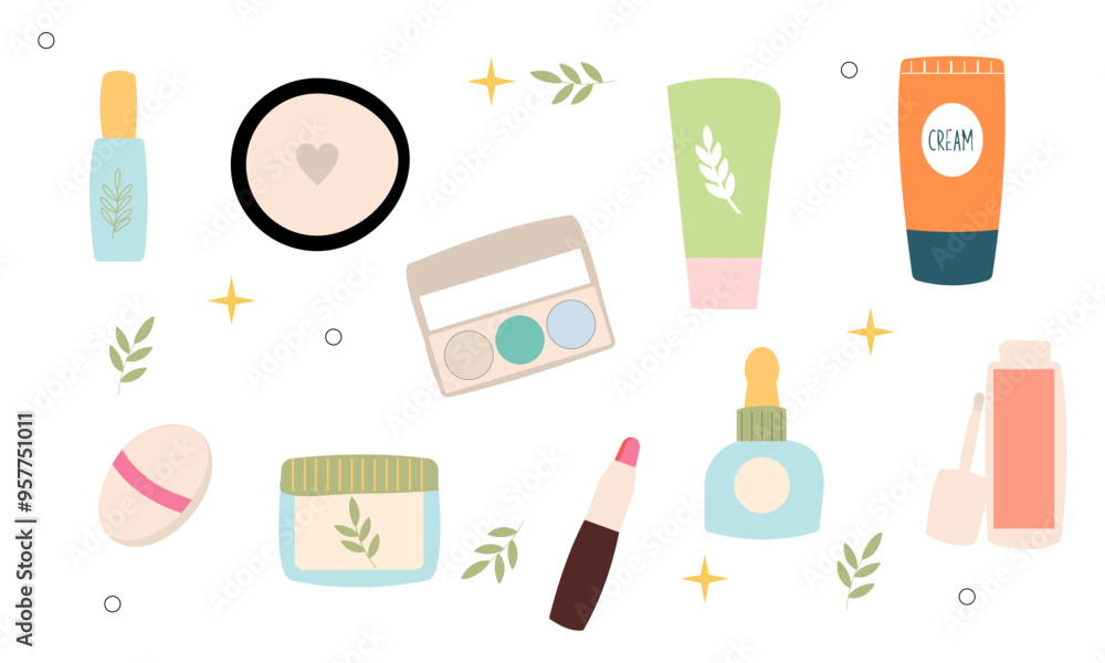 MobileBeauty cosmetics doodle. Skin care natural organic products MobileBeauty cosmetics doodle. Skin care natural organic products