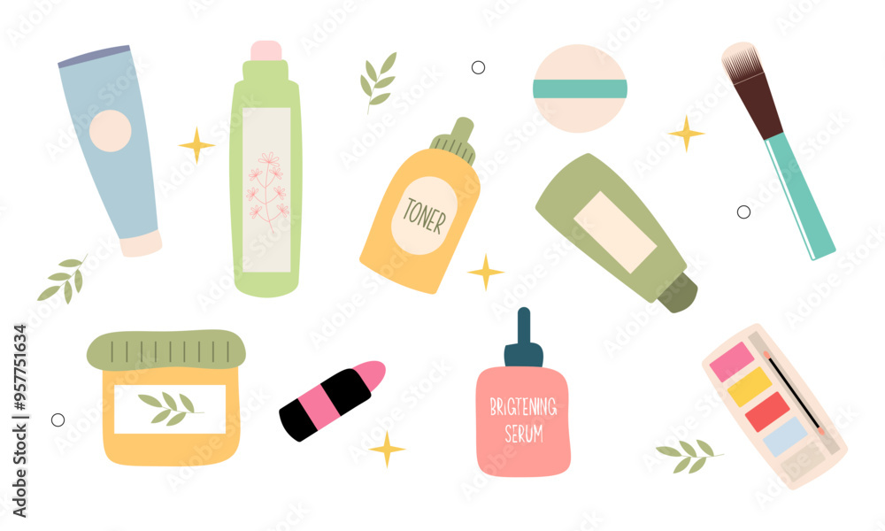 MobileBeauty cosmetics doodle. Skin care natural organic products MobileBeauty cosmetics doodle. Skin care natural organic products