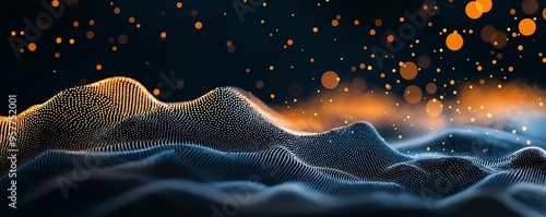 Wallpaper Mural Abstract Digital Landscape: A mesmerizing digital landscape with shimmering particles and warm bokeh lights, evoking a sense of wonder and possibility.   Torontodigital.ca