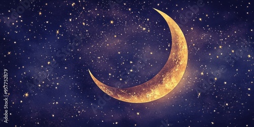 Wallpaper Mural Crescent Moon and Stars in Night Sky Torontodigital.ca