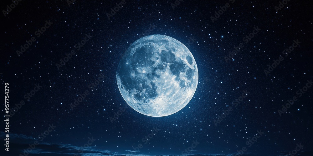 Full Moon and Starry Night Sky Full Moon and Starry Night Sky