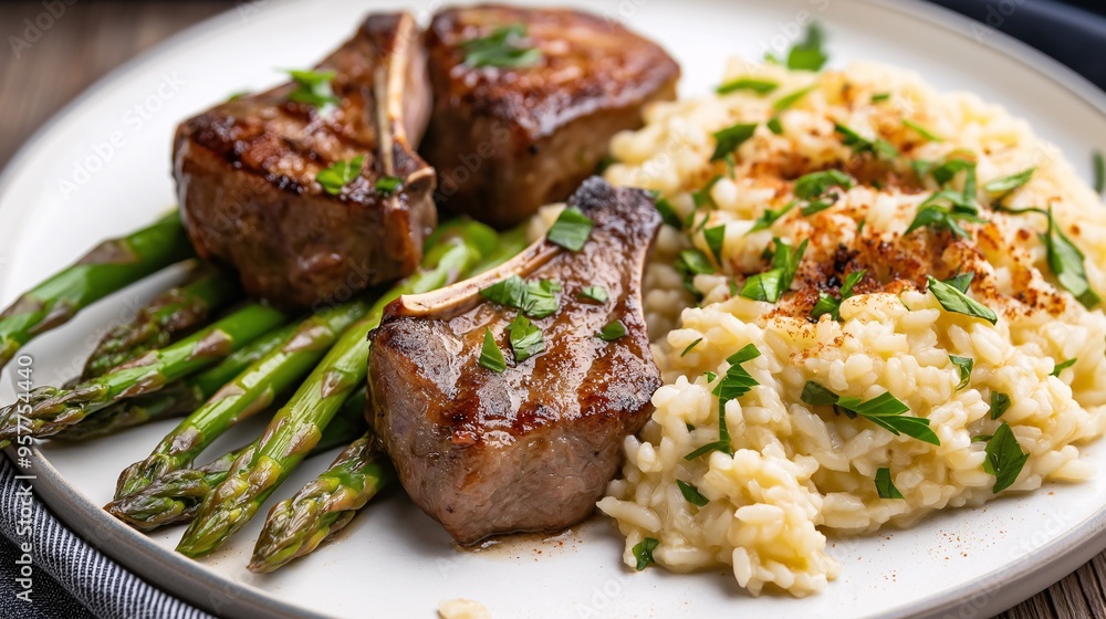 Savor the Flavor: Grilled Lamb Chops with Asparagus and Risotto Savor the Flavor: Grilled Lamb Chops with Asparagus and Risotto