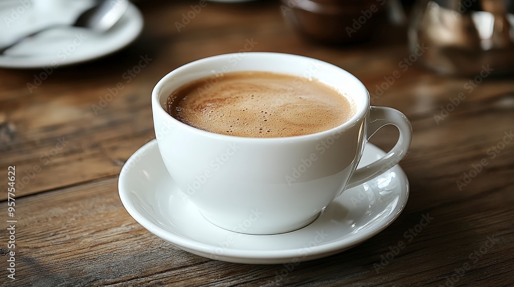 Elegant Coffee Cup Filled with Freshly Brewed Coffee and Delicate Crema Elegant Coffee Cup Filled with Freshly Brewed Coffee and Delicate Crema