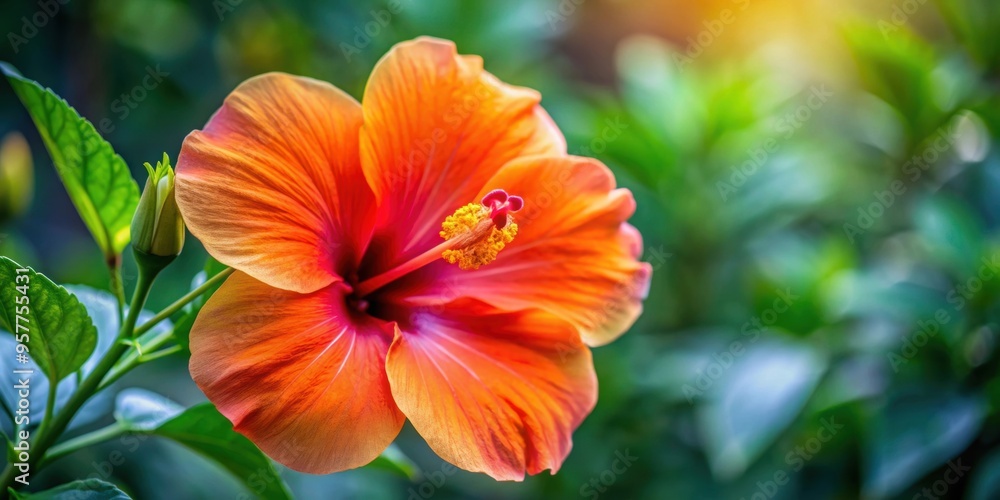 Close-up of a vibrant orange hibiscus flower in full bloom, orange, hibiscus, flower, bloom, close-up, vibrant, colorful, petals Close-up of a vibrant orange hibiscus flower in full bloom, orange, hibiscus, flower, bloom, close-up, vibrant, colorful, petals