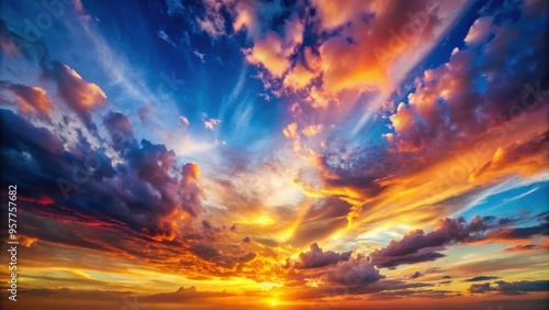 Wallpaper Mural Dreamy sunset cloudscape with vibrant colors and soft, wispy clouds , sunset, clouds, sky, dreamy, colorful, vibrant, dusk Torontodigital.ca