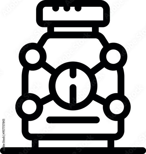 This icon represents a container of sports nutrition, symbolizing the use of supplements in bodybuilding