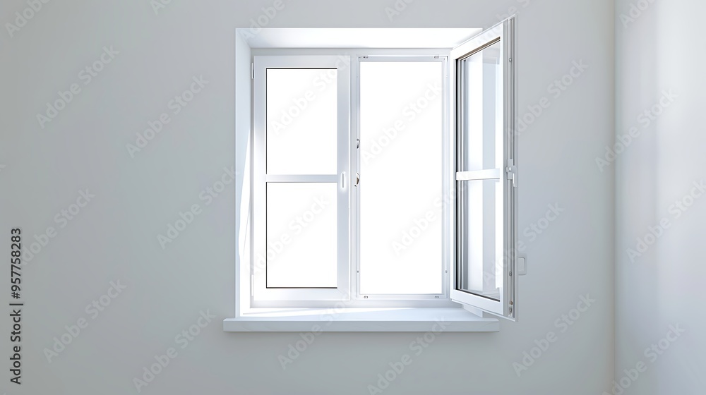 Opened plastic window on white. Opened plastic window on white.