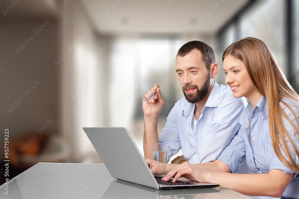 Man caucasian work on laptop computer Man caucasian work on laptop computer