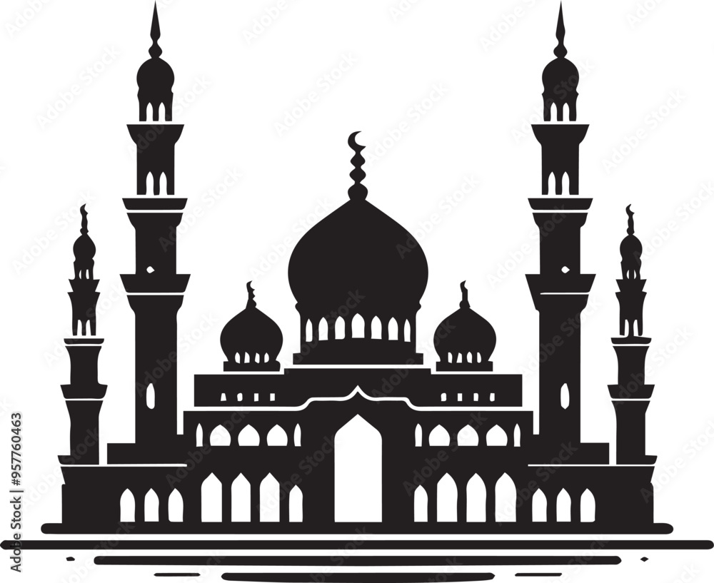Mosque Vector R islamic mosque silhouette vector, black silhouette mosque vector ...