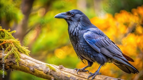 Close up of a majestic crow perched on a tree branch, crow, black bird, wildlife, feathers, urban wildlife, beak