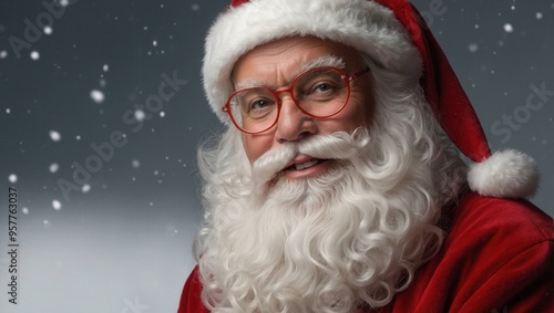 A man with a white beard and glasses wearing a red hat dressed as a Santa clause