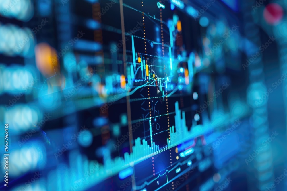 Close-up of AI-powered stock market analysis on a digital interface, highlighting new financial tools and real-time data trends Close-up of AI-powered stock market analysis on a digital interface, highlighting new financial tools and real-time data trends