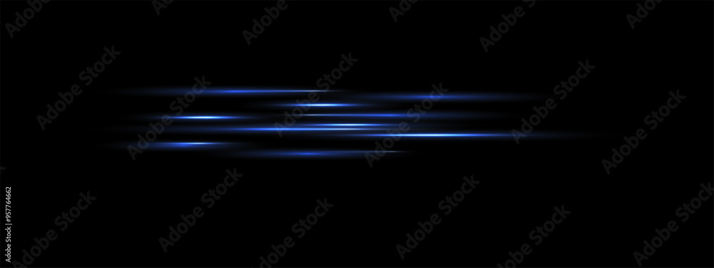 Blue parallel speed laser beam, light luminous ray lines with neon glowing effect. hi-tech design elements, Vector Shiny explosions of Flash light. Futuristic eps isolated on transparent background. 