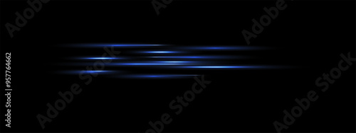 Blue parallel speed laser beam, light luminous ray lines with neon glowing effect. hi-tech design elements, Vector Shiny explosions of Flash light. Futuristic eps isolated on transparent background. 