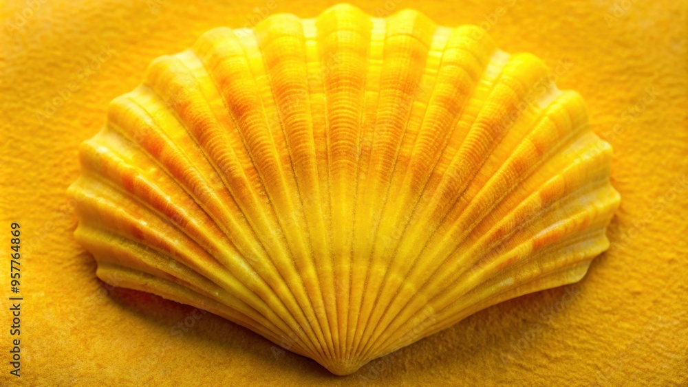 Close up of a vibrant yellow scallop shell, scallops, marine life, ocean, colorful, seafood, close-up, texture, pattern, underwater Close up of a vibrant yellow scallop shell, scallops, marine life, ocean, colorful, seafood, close-up, texture, pattern, underwater