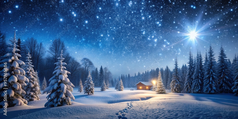 Serene winter night with snow falling softly, creating a peaceful and quiet atmosphere, silence, calm, tranquility, winter, night Serene winter night with snow falling softly, creating a peaceful and quiet atmosphere, silence, calm, tranquility, winter, night