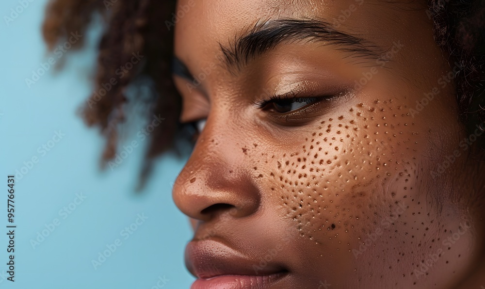 Female face close-up, showing skin problems. Dry skin, acne, wrinkles and other imperfections. Rejuvenation, hydration and skin treatment. Female face close-up, showing skin problems. Dry skin, acne, wrinkles and other imperfections. Rejuvenation, hydration and skin treatment.
