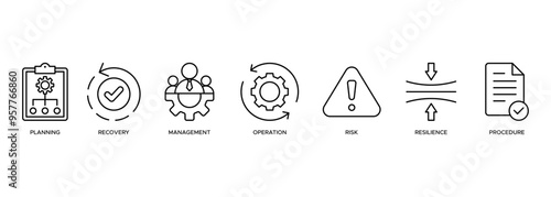 Foto Business continuity plan icon vector illustration banner web concept of preventi