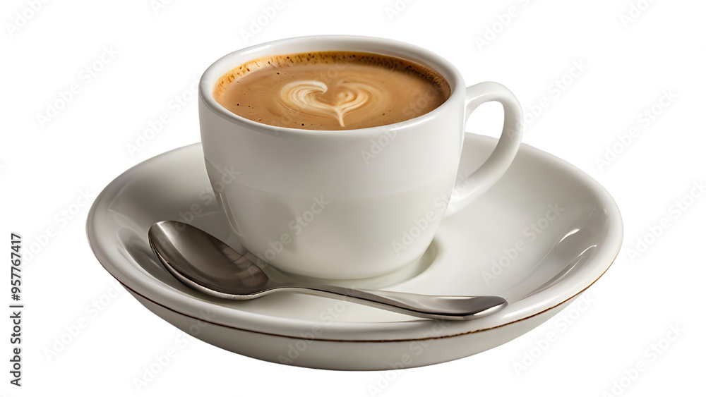 Fototapeta premium coffee in white cup isolated on transparent background
