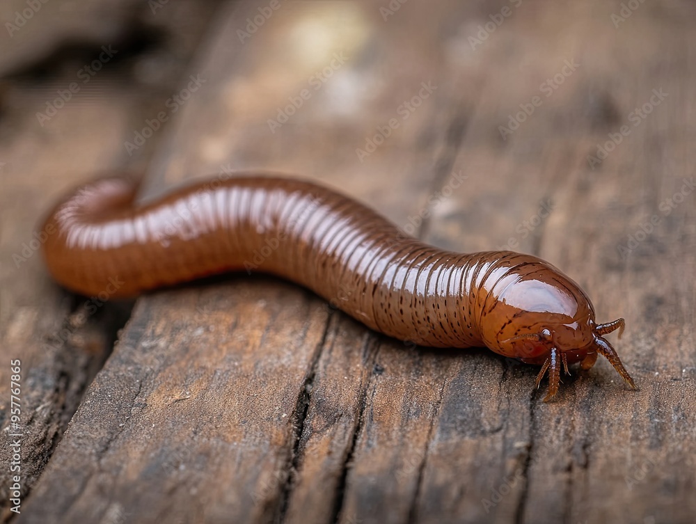 Earthworm isolated on wooden background Earthworm isolated on wooden background